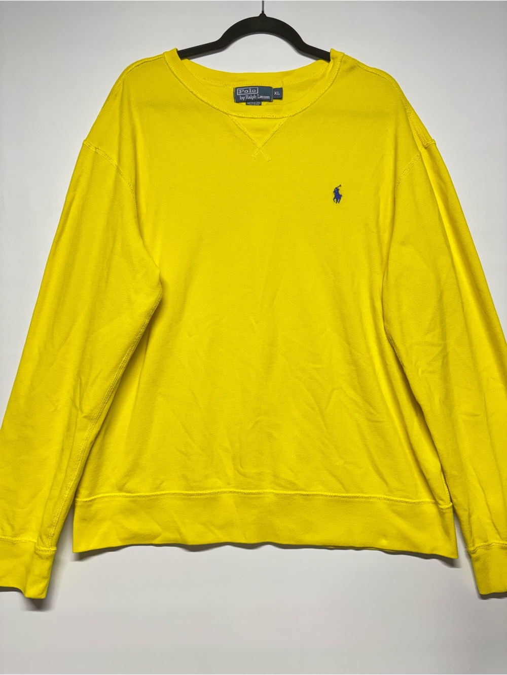 ✨Polo by Ralph Lauren Men’s Yellow Crewneck Sweatshirt Size XL - Picture 3 of 15